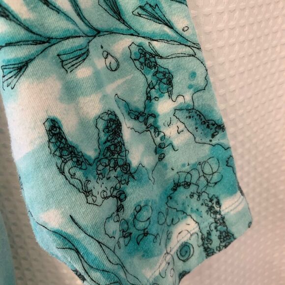 😊 3/$30 Chico’s Additions Sz 1 (Medium) women’s top 3/4th sleeves w/Caribbean - Picture 4 of 8